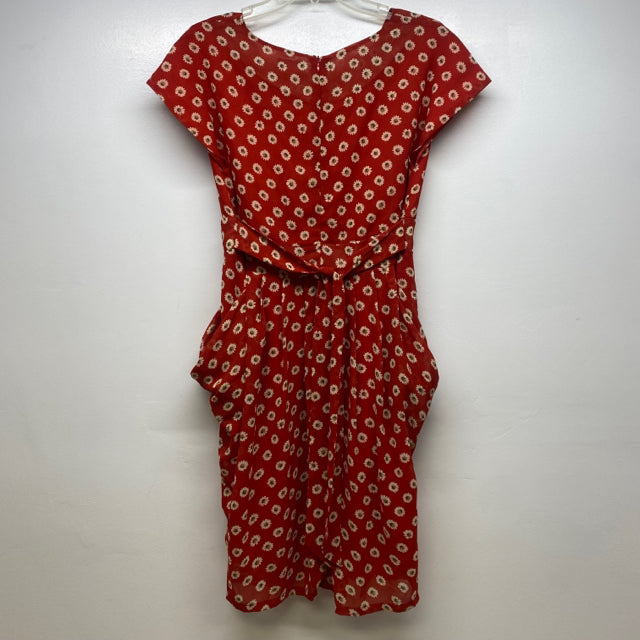 Yumi Size M-8/10 Women's Red-Multi Floral Cap Sleeve Dress