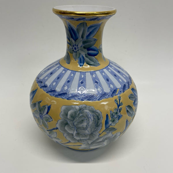 Unbranded Yellow-Blue Ceramic Pottery Painted Vase