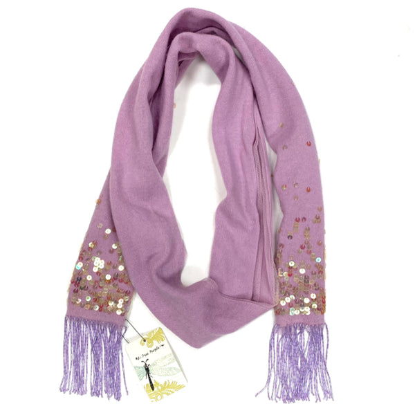 Free People Lilac Wool Blend Sequined Scarf