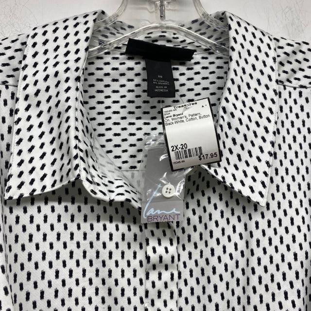 Lane Bryant Women's Size 2X-20 Black-White Pattern Button Down Shirt