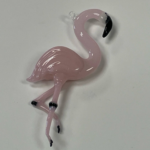 Artful Home Pink Glass Hand Blown Ornament Pink Flamingo