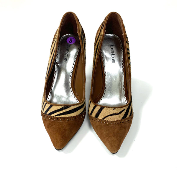 Bebe Size 8 Women's Brown Animal Print Pumps