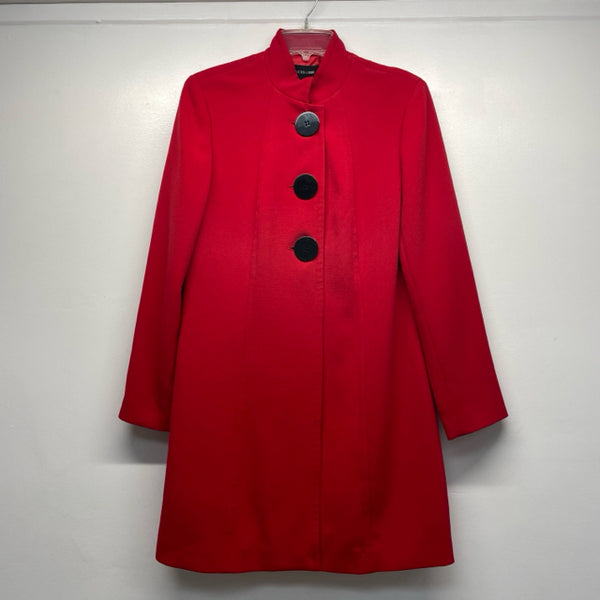 Focus 2000 Women's Size 8-M Red Solid Button Up Coat