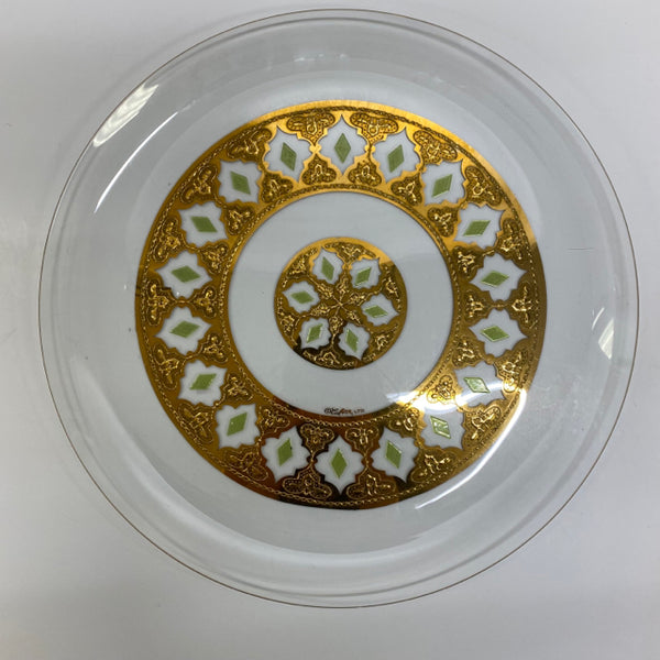 Culver Ltd Green-Gold Glass Platter