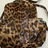 Guess Brown-Tan Faux Leather Animal Print Crossbody Handbag