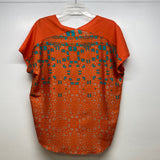 Collective Concepts Women's Size S Orange-Multi Geometric Short Sleeve Top