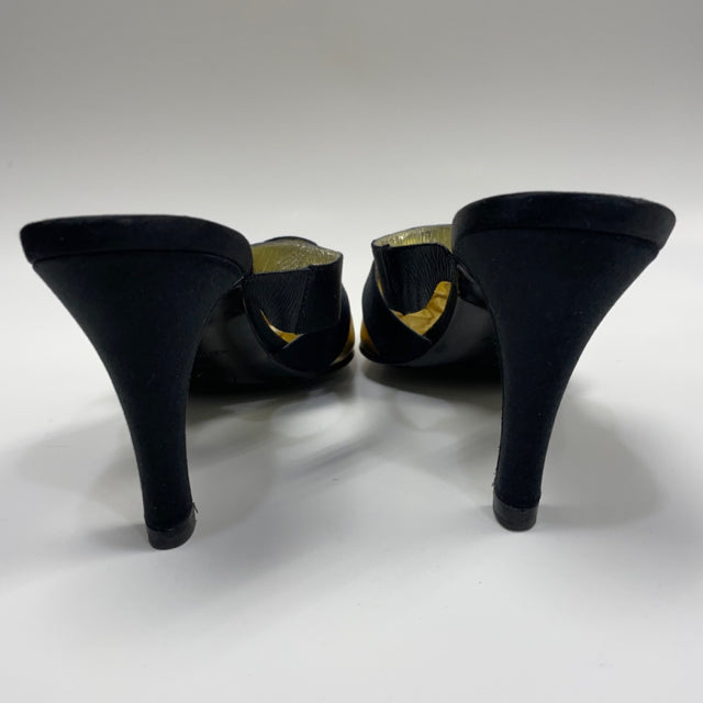 Chanel Size 39-8 Women's Black-Gold Color Block Slingback Shoes