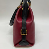 The Find Red-Black Leather Colorblock Satchel Handbag