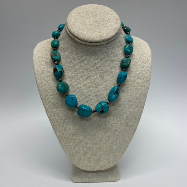 Turquoise Nuggets Strand  with sterling separation beadsNecklace
