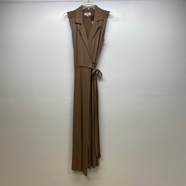 Porridge Size S Women's Brown Solid Maxi-Wrap Dress