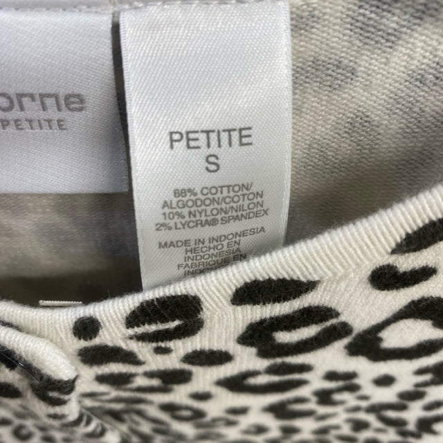Liz Claiborne Size S Women's Black-White Animal Print Button Up Sweater