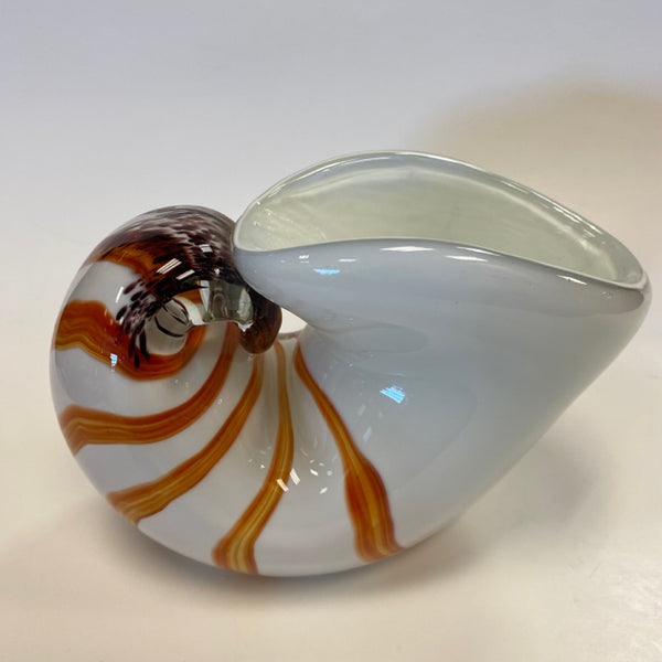 White-Multicolor Conch Shell Art Glass