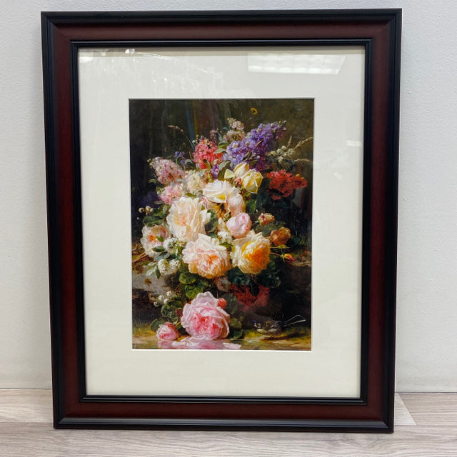 Framed Print Titled Roses by Jean Baptiste Claude Robie