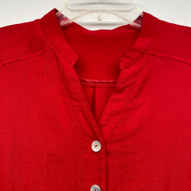 Fridaze Size M-S Women's Red Solid Button Up Shirt