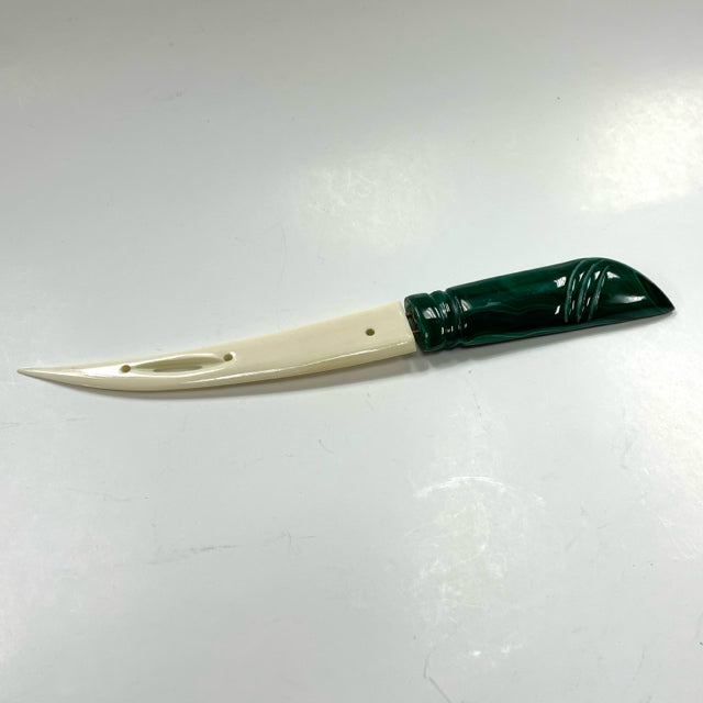 Green-White Malachite and Bone Letter Opener / Knife