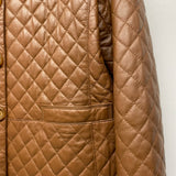 Neiman Marcus Women's Size L Brown Solid Button Up Coat