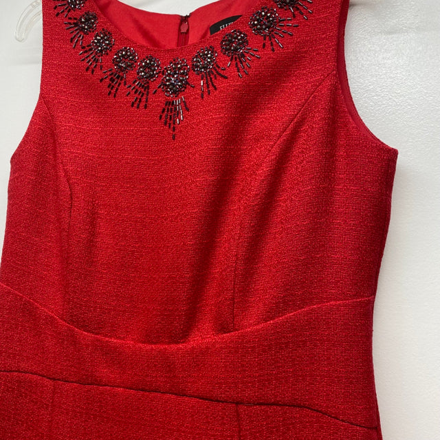 Ellen Tracy Size 8-M Women's Red Beaded Sheath Dress