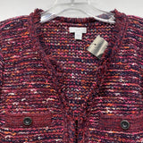J.Jill Size S Women's Burgundy-Multi Tweed Button Down Sweater