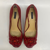 Alex Marie Size 6 Women's Red Embossed Open Toe Shoes