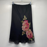 Robbie Bee Size 8-M Women's Black-Multi Floral Set Short Sleeve Top