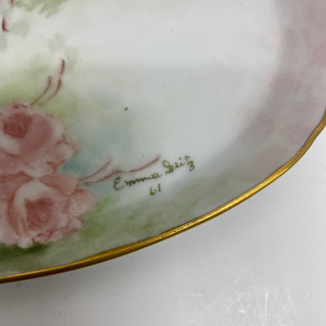 Limoge Oval Plate Floral Handpainted by Emma Seitz
