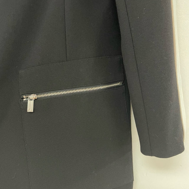 Jones New York Women's Size 10-M Black-Multi Color Block Covered Zipper Coat