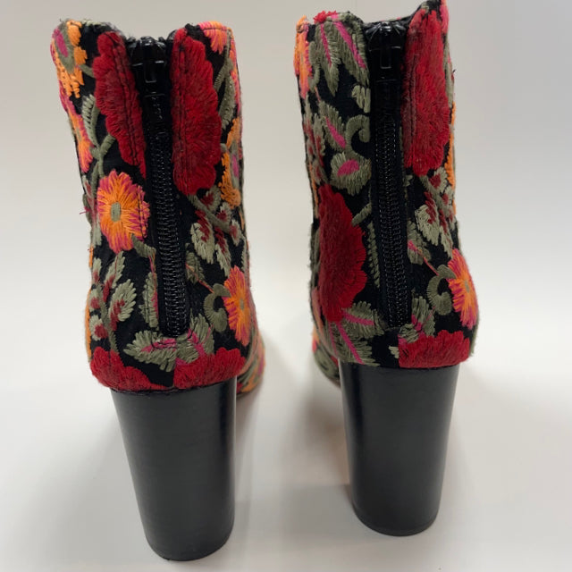 Sole Society Size 6 Women's Red-Multi Embroidered High Heel Booties