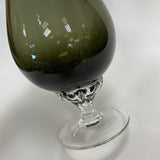 Sasaki Green Glass Stemmed Pitcher with Spout