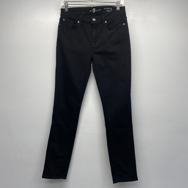 7 for all Mankind Size 27-4 Women's Black Solid The Skinny Crop & Roll Capri