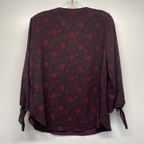 Michael Michael Kors Size S Women's Black-Burgundy Floral 3/4 Sleeve Blouse