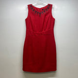 Ellen Tracy Size 8-M Women's Red Beaded Sheath Dress