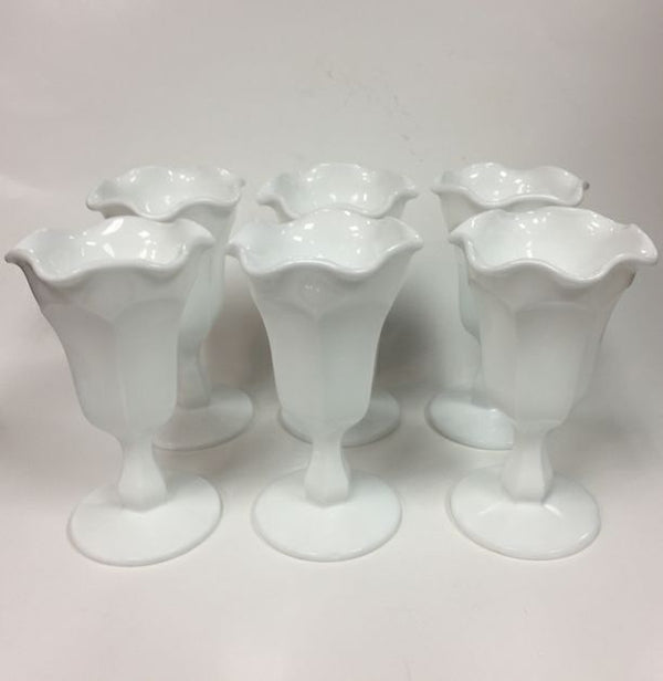 Set of 6 Milk Glass White Goblets