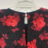 Chelsea 28 Size L Women's Black-Red Floral Fit And Flare Long Sleeve Dress