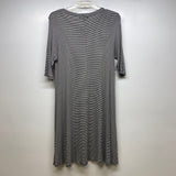 TCEC Women's Size L Black-White Stripe Short Sleeve  Dress