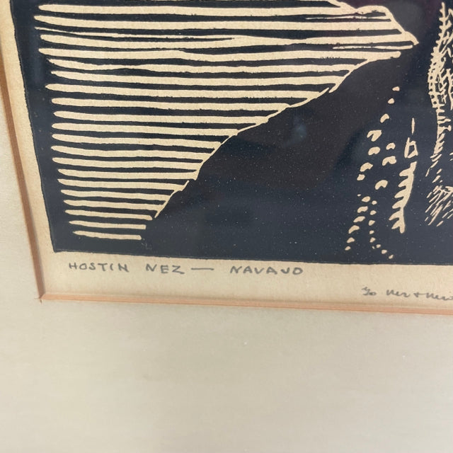 Howard McCormick  "Hostin Nez-Navajo,"  signed woodblock