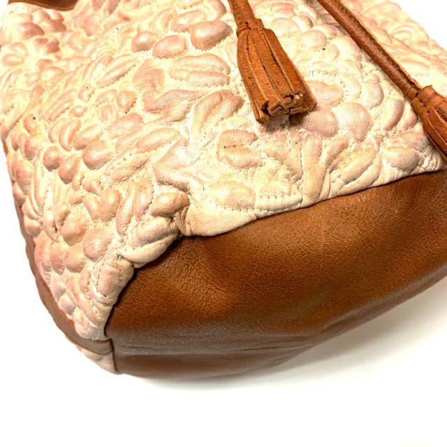 Anabaglish Brown  Leather Embroidered Handbag