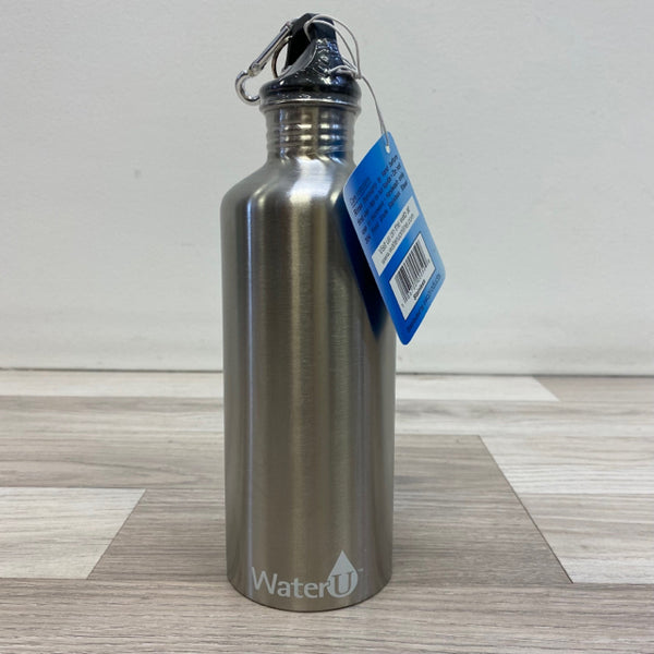 WaterU Silver Round Stainless Steel Water Bottle