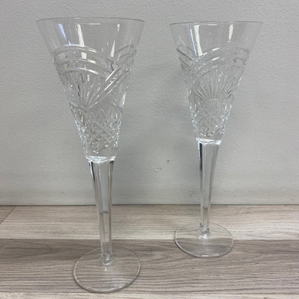 Waterford Millennium Celebration Toasting Clear Crystal Champagne Flutes - Set o