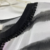 Chico's Size 1-M Women's Black-White Stripe 3/4 Sleeve Blouse