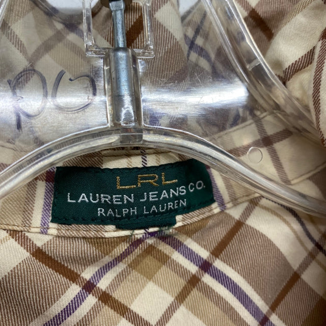Lauren Jeans Women's Size L Tan-Multi Plaid Button Down Shirt