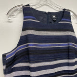 W by Worth Women's Size 10-M Black-Multi Stripe Sleeveless Dress