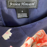 Jessica Howard Size S-6 Women's Navy-Multicolor Floral Sleeveless Dress