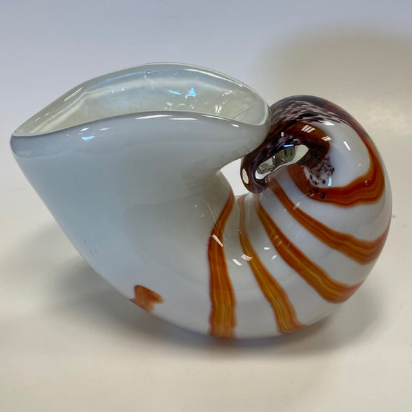 White-Multicolor Conch Shell Art Glass