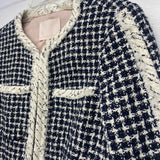 Rebecca Taylor Women's Size 6-S Black-White Pattern Button Up Jacket
