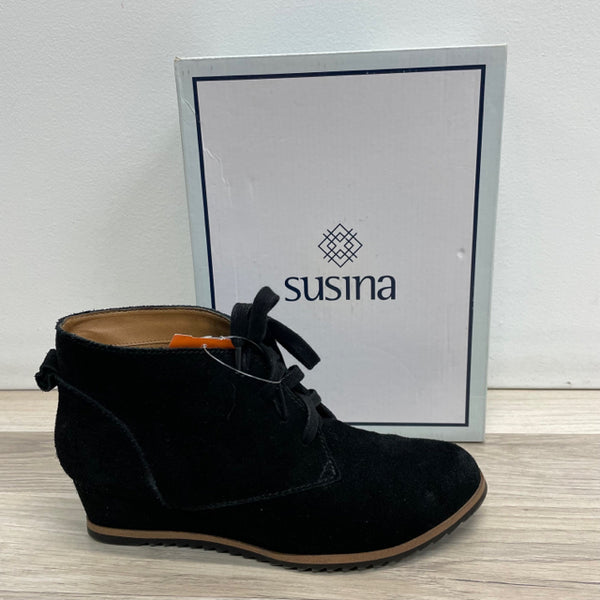 Susina Size 7.5 Women's Black Solid Wedge-Tall Shoes