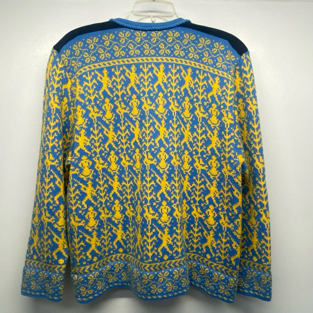 Kuna Kilgren Size L Women's Blue-Multi Pattern Single Button Sweater