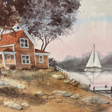 2 sail boats and a house Scene By Carl Martin