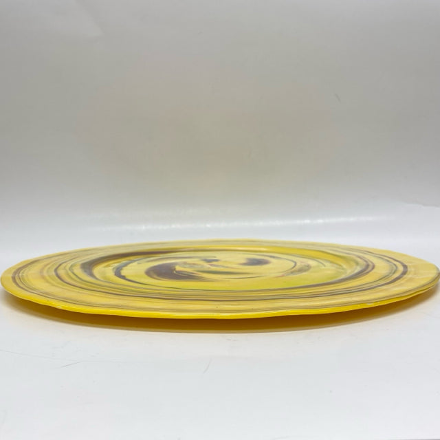 Murano Yalos Casa Swirl Yellow Art Glass Plate