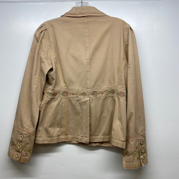 Pictures Women's Size S Beige Embroidered Button Down Jacket