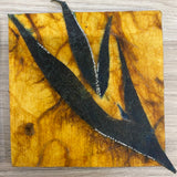 Yellow-Brown Square Wood Wall Decor